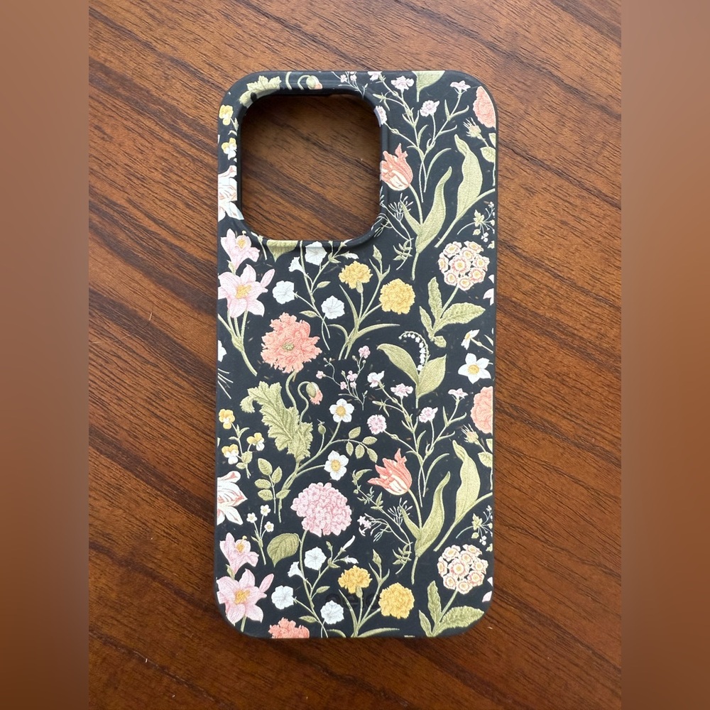 Pela Floral iPhone 16 Pro Case Black Feminine Vegan NWT